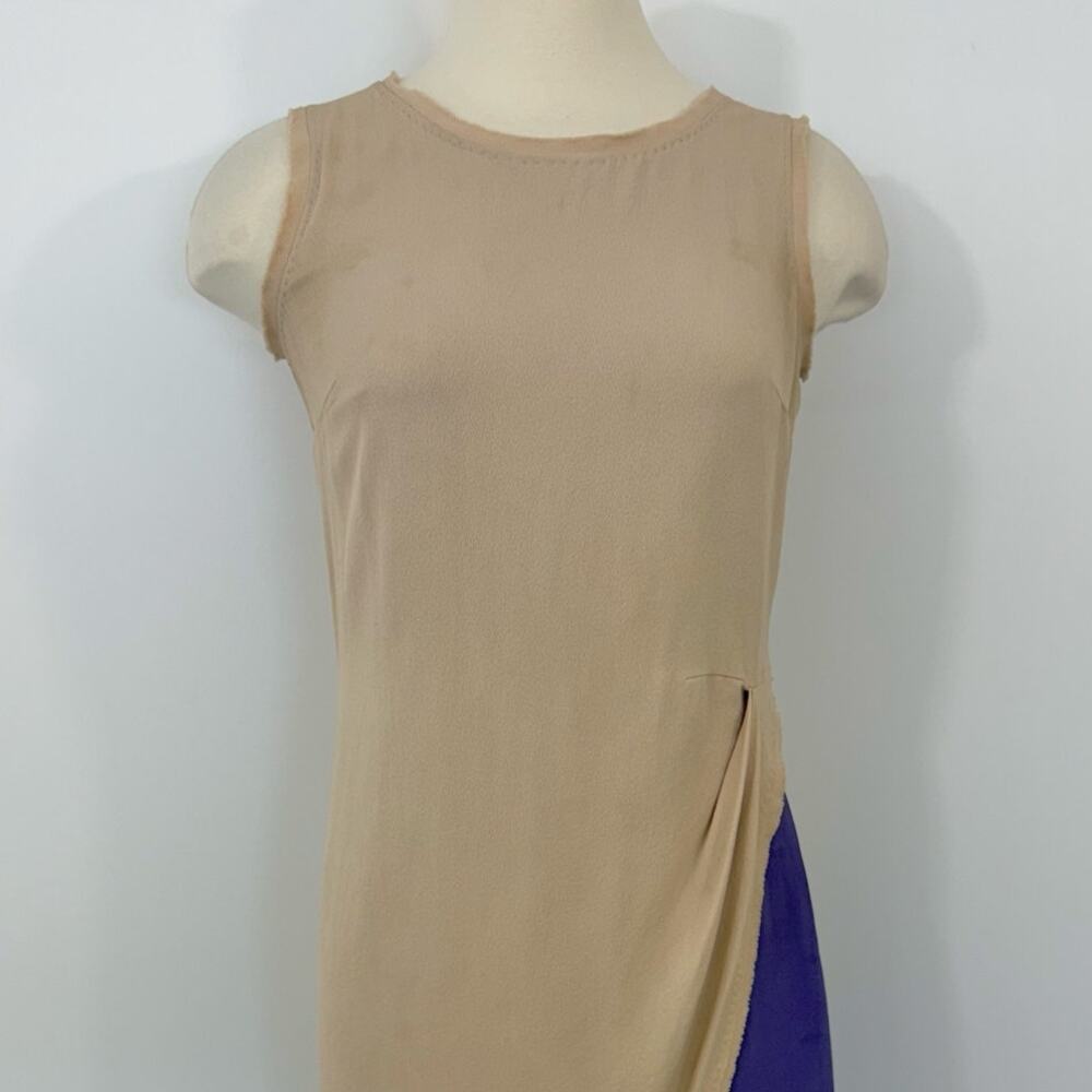 Fendi Silk Sheath Dress Layered Beige/Purple Sleeveless 40 (US XS) - Picture 3 of 12
